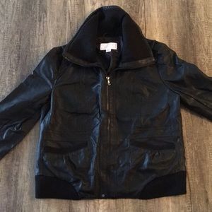 Knit trim black bomber jacket